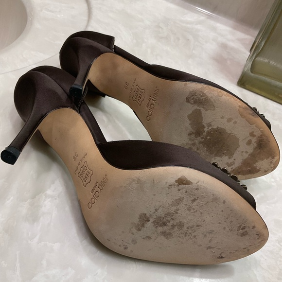 Jimmy Choo Bejeweled Brown Satin Pumps, Vintage, Excellent Condition, Sz 8.5/39 - Picture 7 of 16